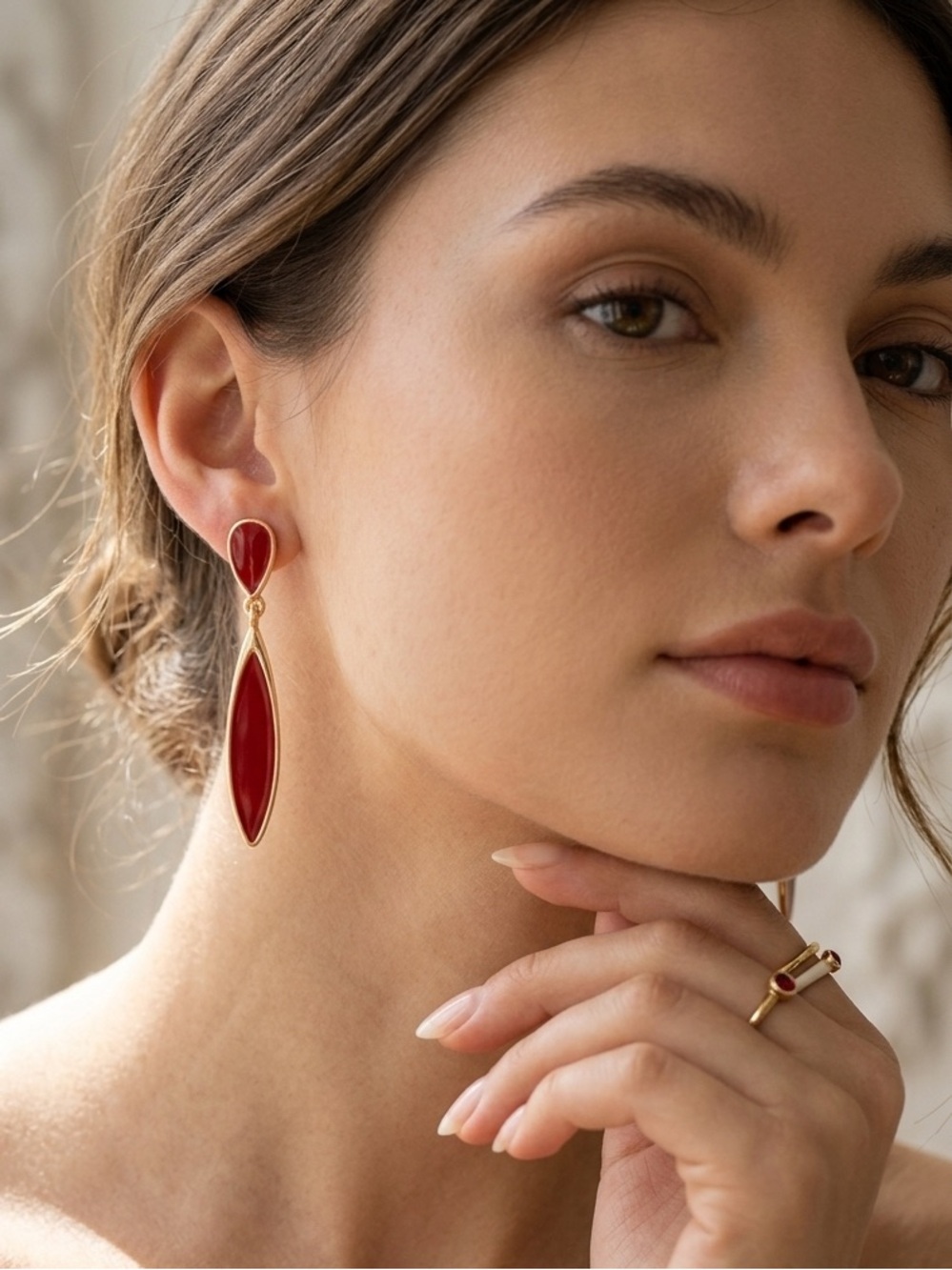 Red & Gold Drop Earrings | Elegant Glam Statement Jewelry